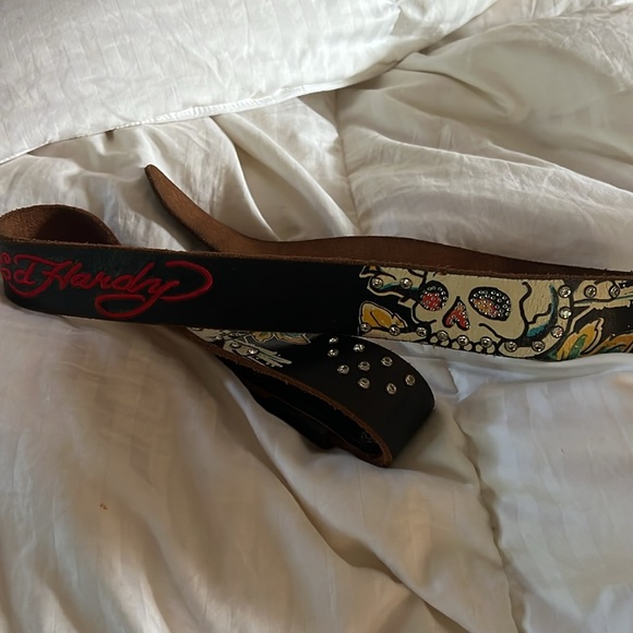 Ed hardy studded belt L leather Vintage - Picture 2 of 12